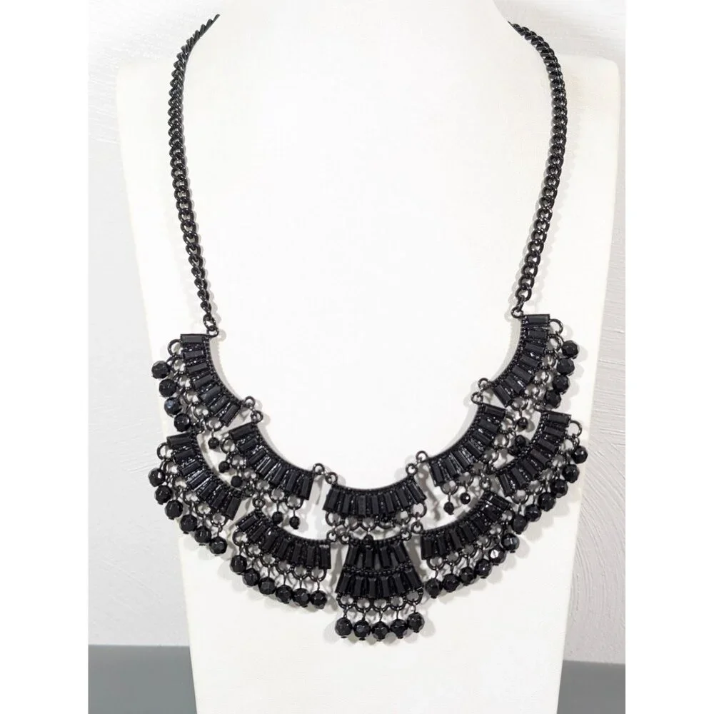 Black Chandelier Charm Statement Necklace Elegant‎ Goth 23
